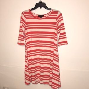 Women’s orange & white casual dress with sleeves